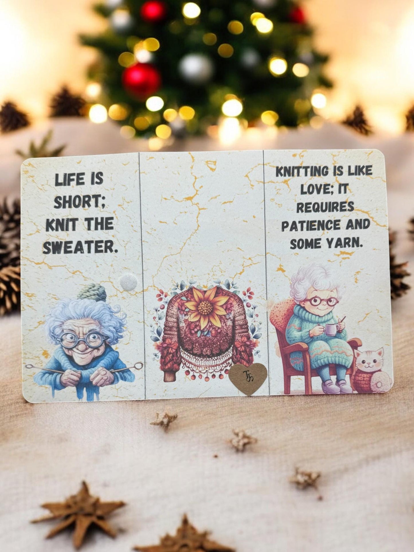 Knitting Is Like Love Gift Card Holder | Ugly Sweater Inspired Book | Handmade Folio For Mom | Patchwork Art Journal | Small Yarn Folio Book