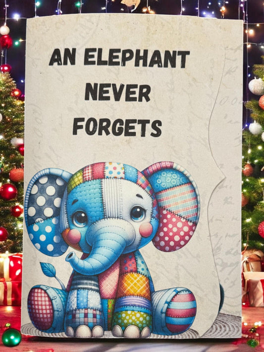 An Elephant Never Forgets: Trifold Junk Journal with Tags Journaling Cards | Christmas Gift | Gift Card Holder | Baby Shower