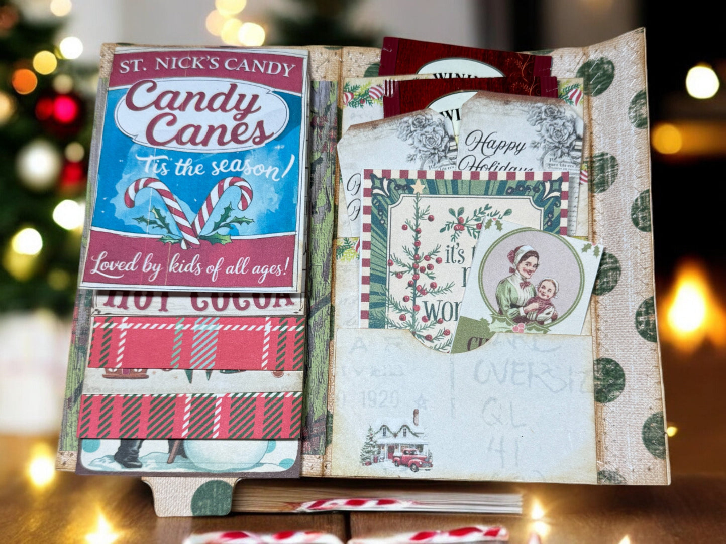 Vintage Christmas On The Farm Folio, Old Farmhouse Junk Journal, Rustic Barn, Cozy Farm Animals, Homespun Theme, Interactive Waterfall