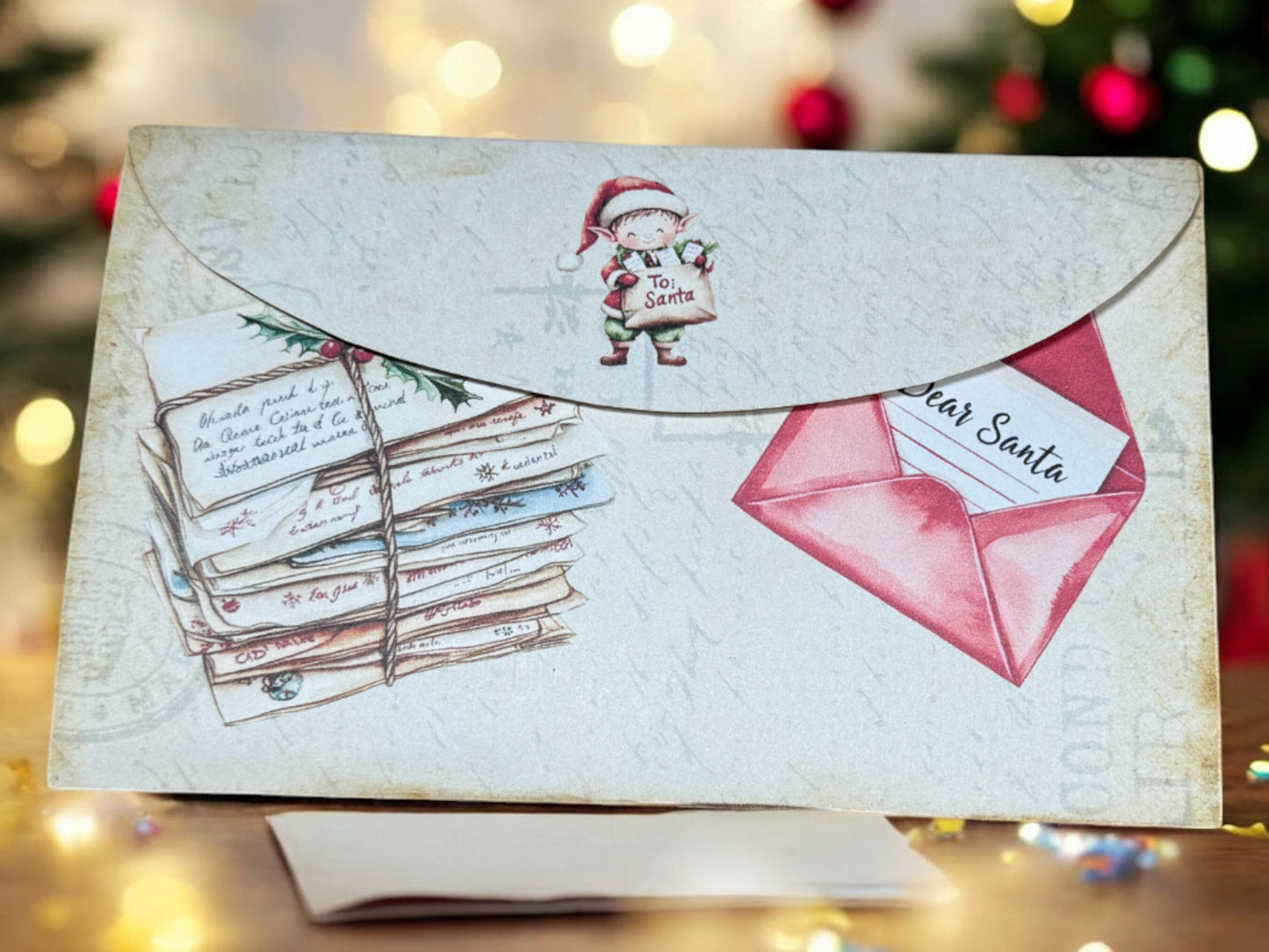 Letters To Santa Folio, North Pole Junk Journal, Stamps, A Bag of Coal, North Post, Gifts, Notebook, Gift Card Holder, Tea Gift, Elves