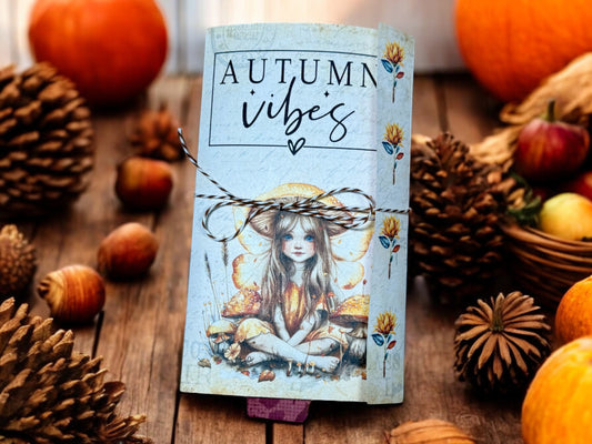 Fairy Autumn Vibes Gift Card Holder, Tea Gift, Junk Journal, Folio, Interactive Waterfall, 4 Layered Pockets, Fall Ephemera, Mushrooms