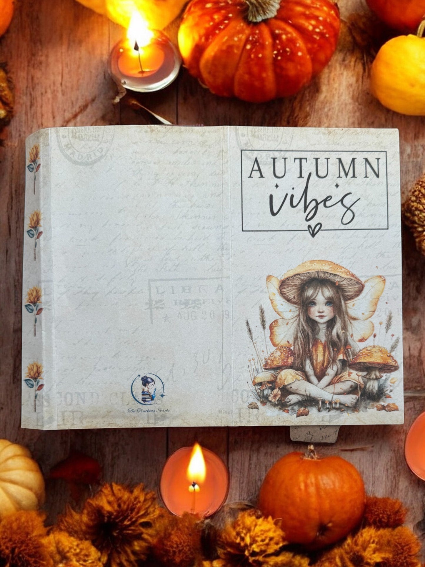 Fairy Autumn Vibes Gift Card Holder, Tea Gift, Junk Journal, Folio, Interactive Waterfall, 4 Layered Pockets, Fall Ephemera, Mushrooms