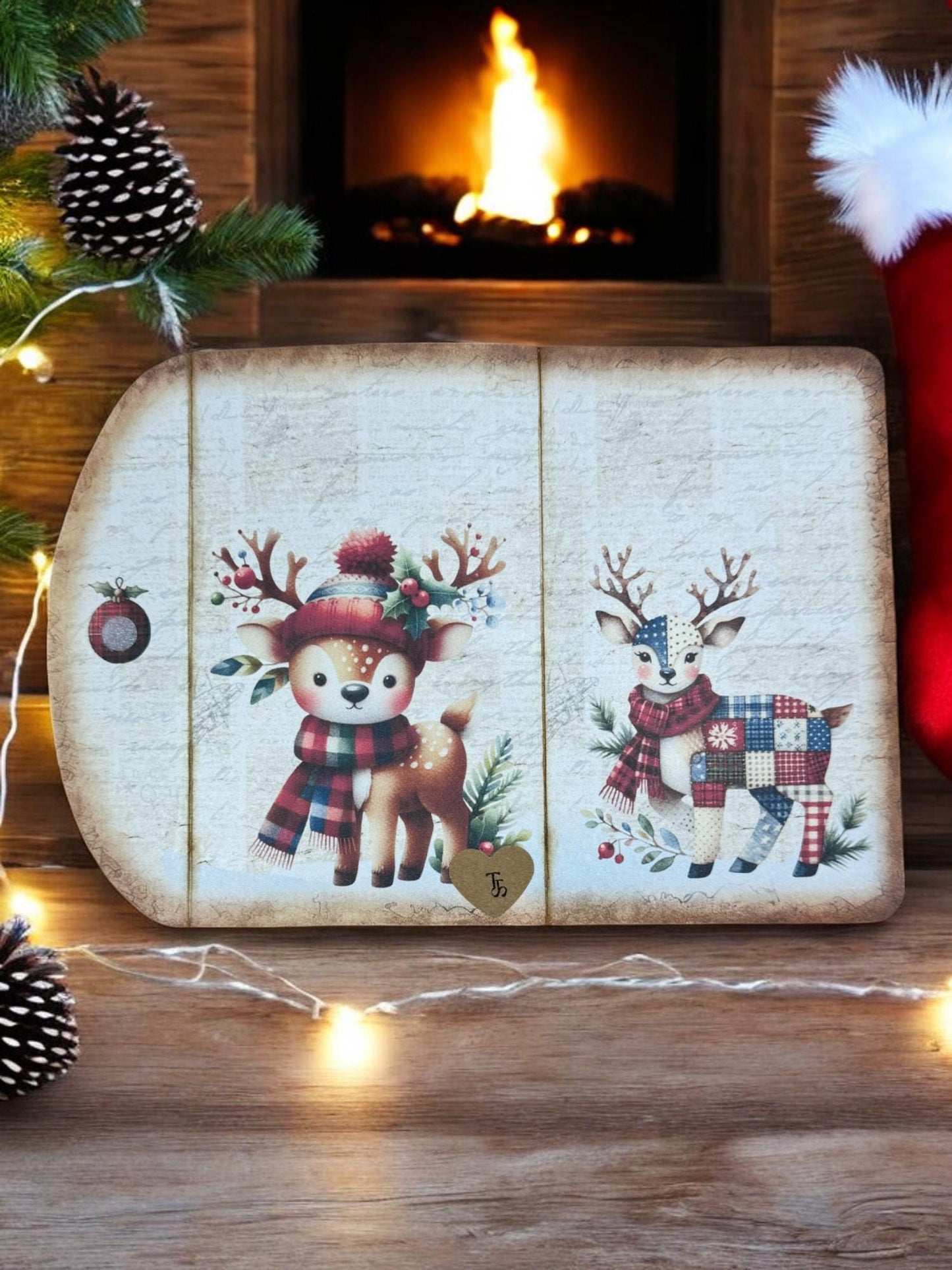 Delight in Winter Magic: Patchwork Reindeer Gift Card Holder Set | Enchanting Christmas Keepsake | Junk Journal Treasure | Money Wallet