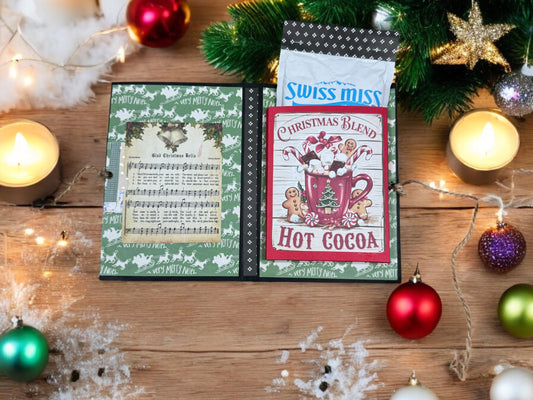 Teacher Christmas Gift • Hot Cocoa Folio with Gift Card Holder • Holiday Junk Journal Accessory • Cozy Cocoa Packet & Candy Cane