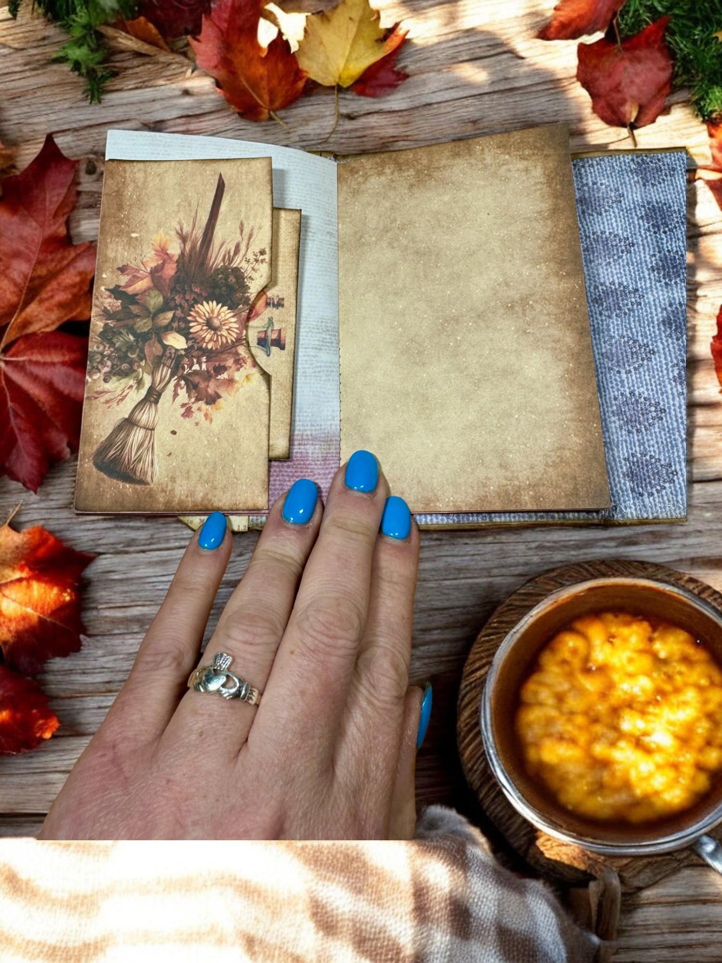 Halloween Witches Junk Journal • Black Witch Notebook • Coffee-Dyed Pages • Grungy Spellbook • Handmade Mystical Art Diary