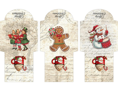 Vintage Printable Mini Tea Bag Envelopes • Junk Journal Supplies • Christmas Paper Craft • Instant Digital Download