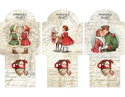 Vintage Printable Mini Tea Bag Envelopes • Junk Journal Supplies • Christmas Paper Craft • Instant Digital Download
