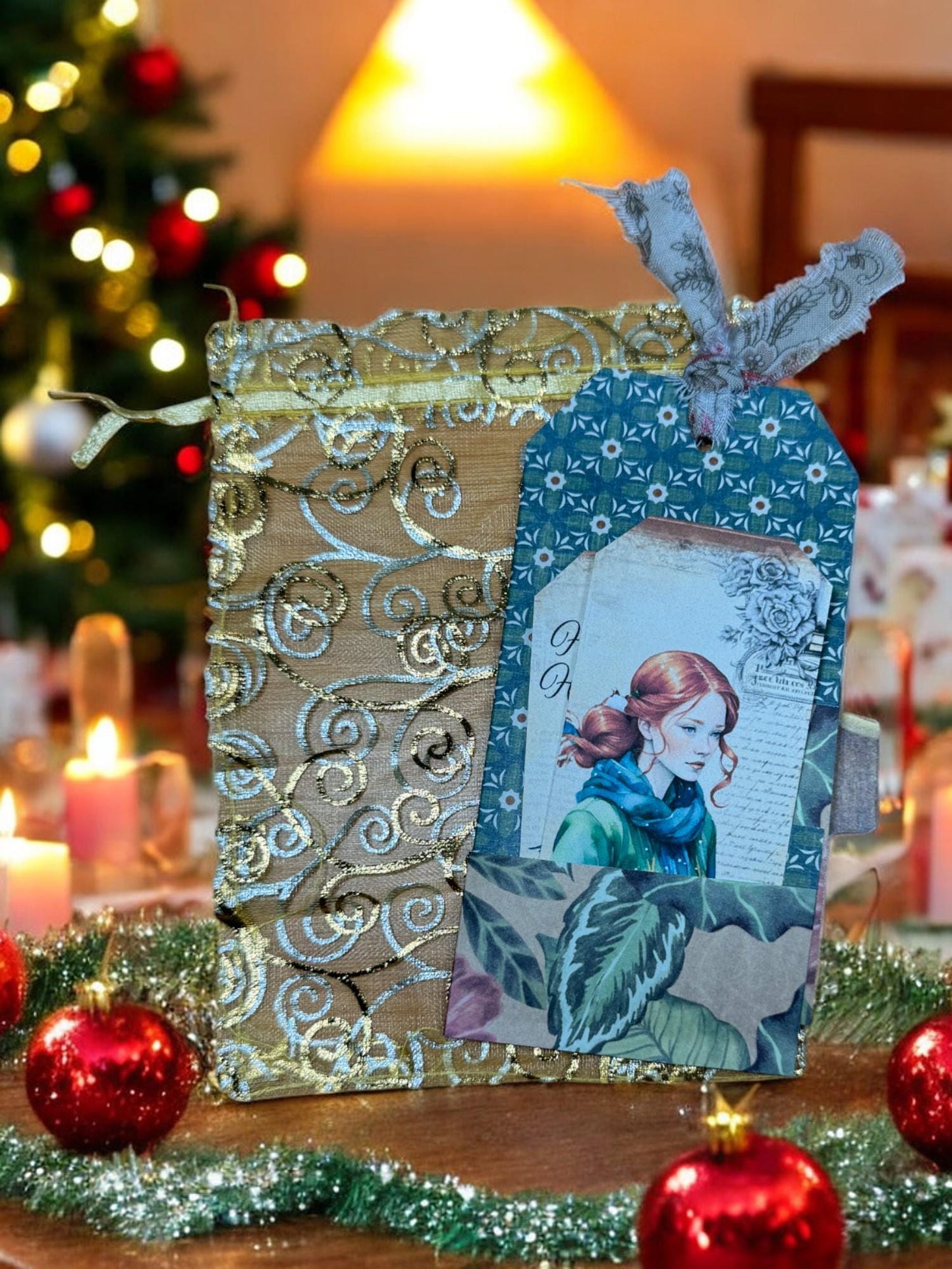 Loaded Green Christmas Junk Journal Tags • Triple‑Pocket Ephemera Tag Kit • Holiday Crafting & Teacher/Office Gift