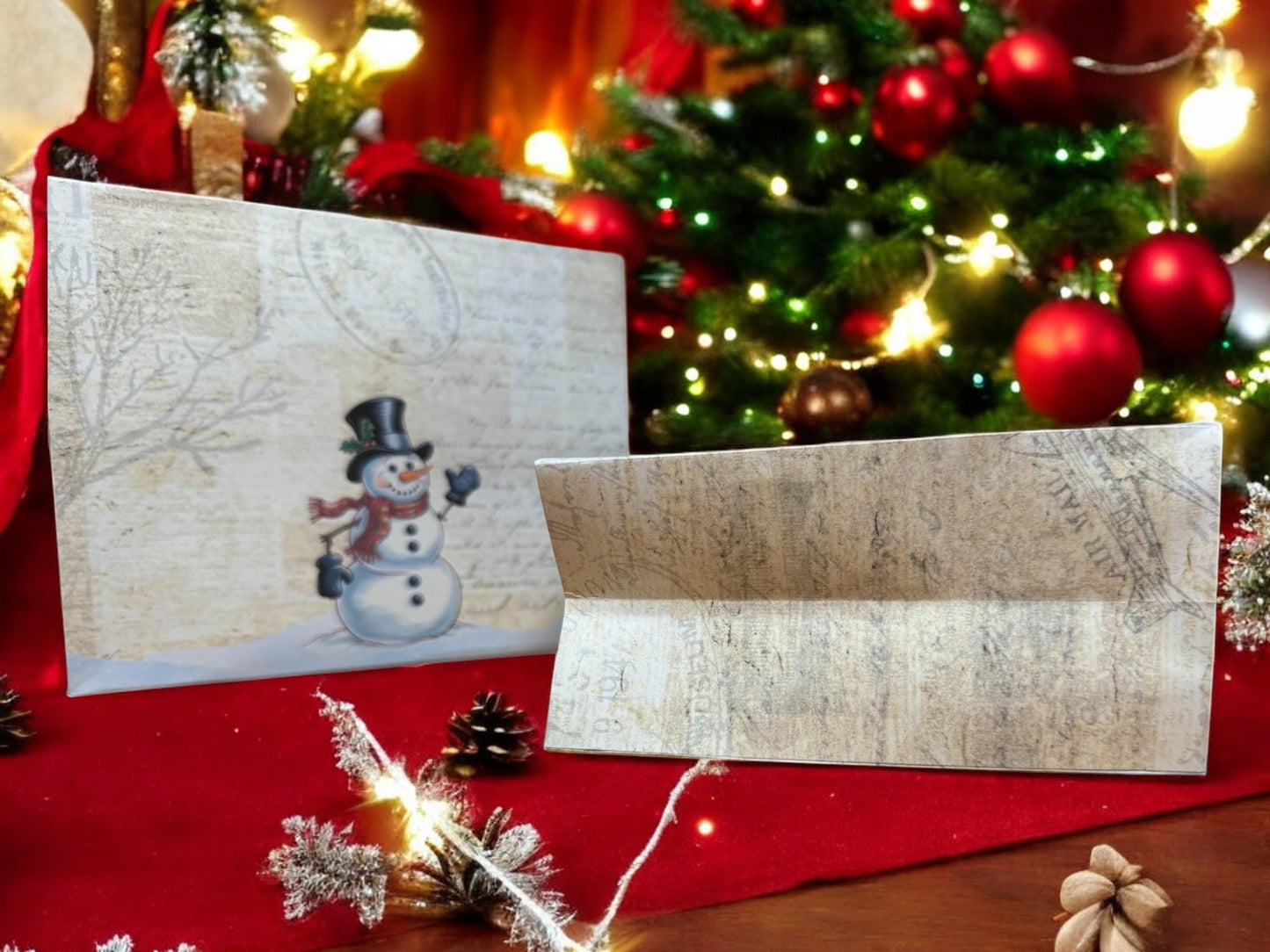 Christmas Snowman Gift Bag – 7″ × 6″ Handmade Bag, Printed Paper Favor, Holiday Gift Wrap, Peppermint Lane Packaging