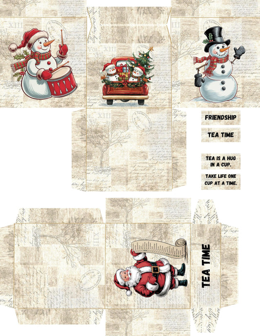 Vintage Printable Mini Tea Bag Envelopes • Junk Journal Supplies • Christmas Paper Craft • Instant Digital Download