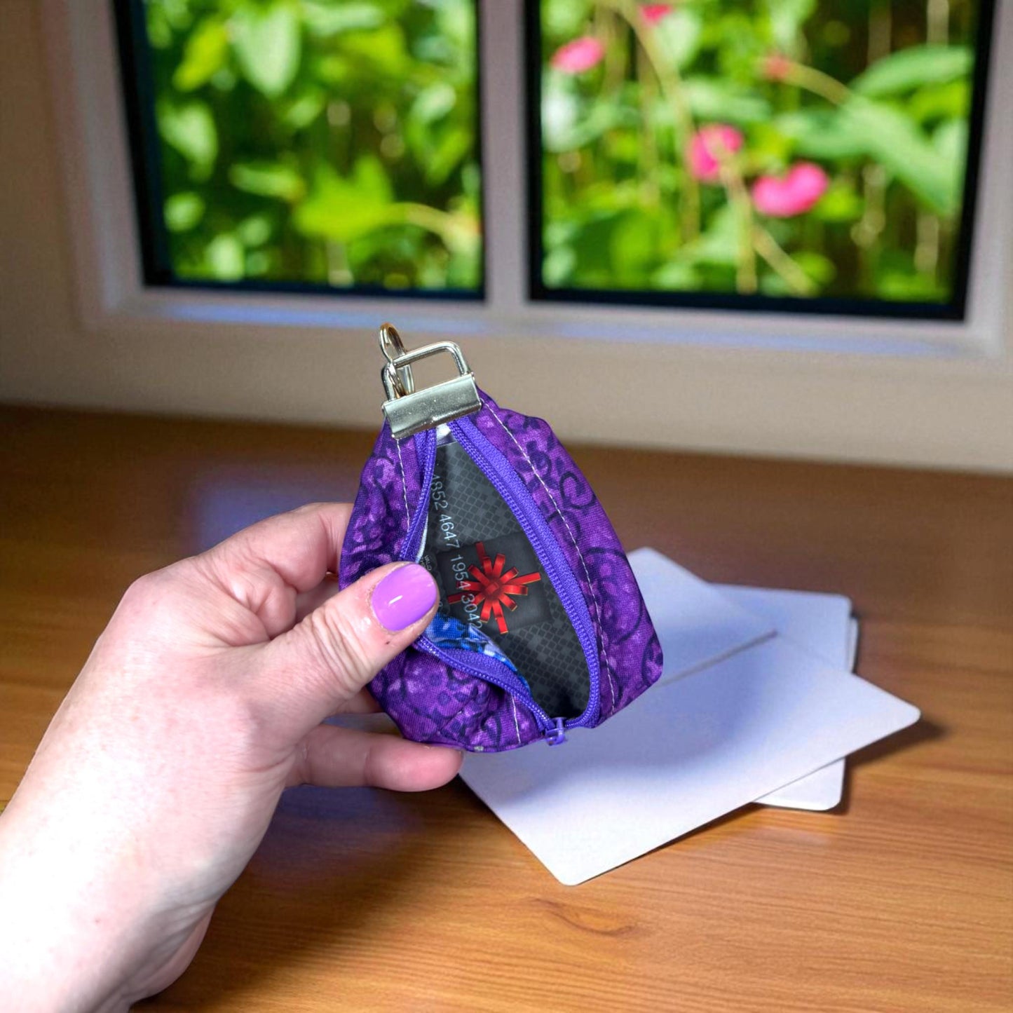 The Cargo Clip – Purple Quilted Key Fob with D-Ring | Handmade Fabric Keychain | Small Gift for Her