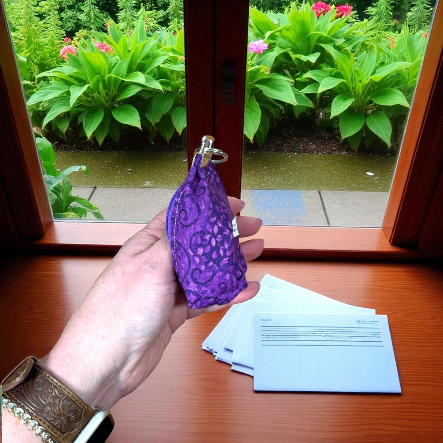 The Cargo Clip – Purple Quilted Key Fob with D-Ring | Handmade Fabric Keychain | Small Gift for Her