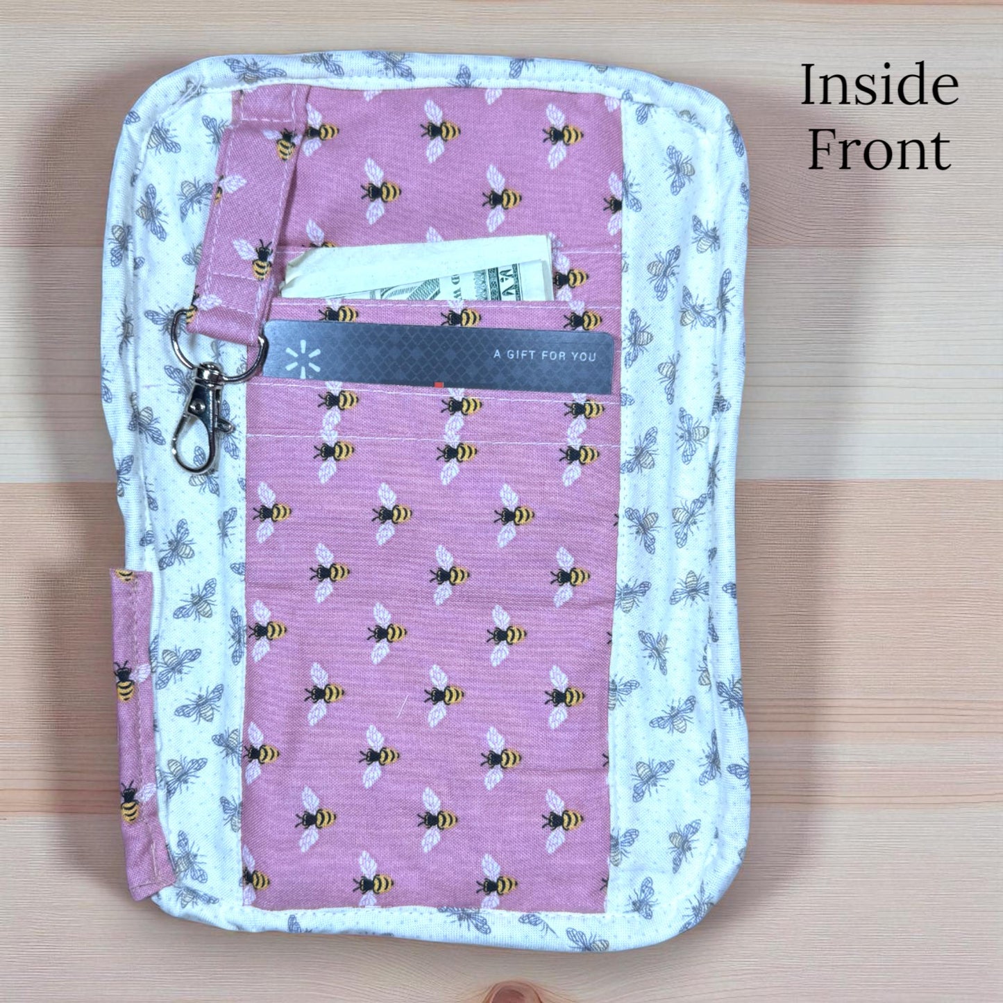 Busy Bee Bag – Maker’s Sample Quilted Pink Convertible Crossbody Sling or Backpack, 6x8 Handmade Bag with 3 Zippers, Card Slots & Pockets