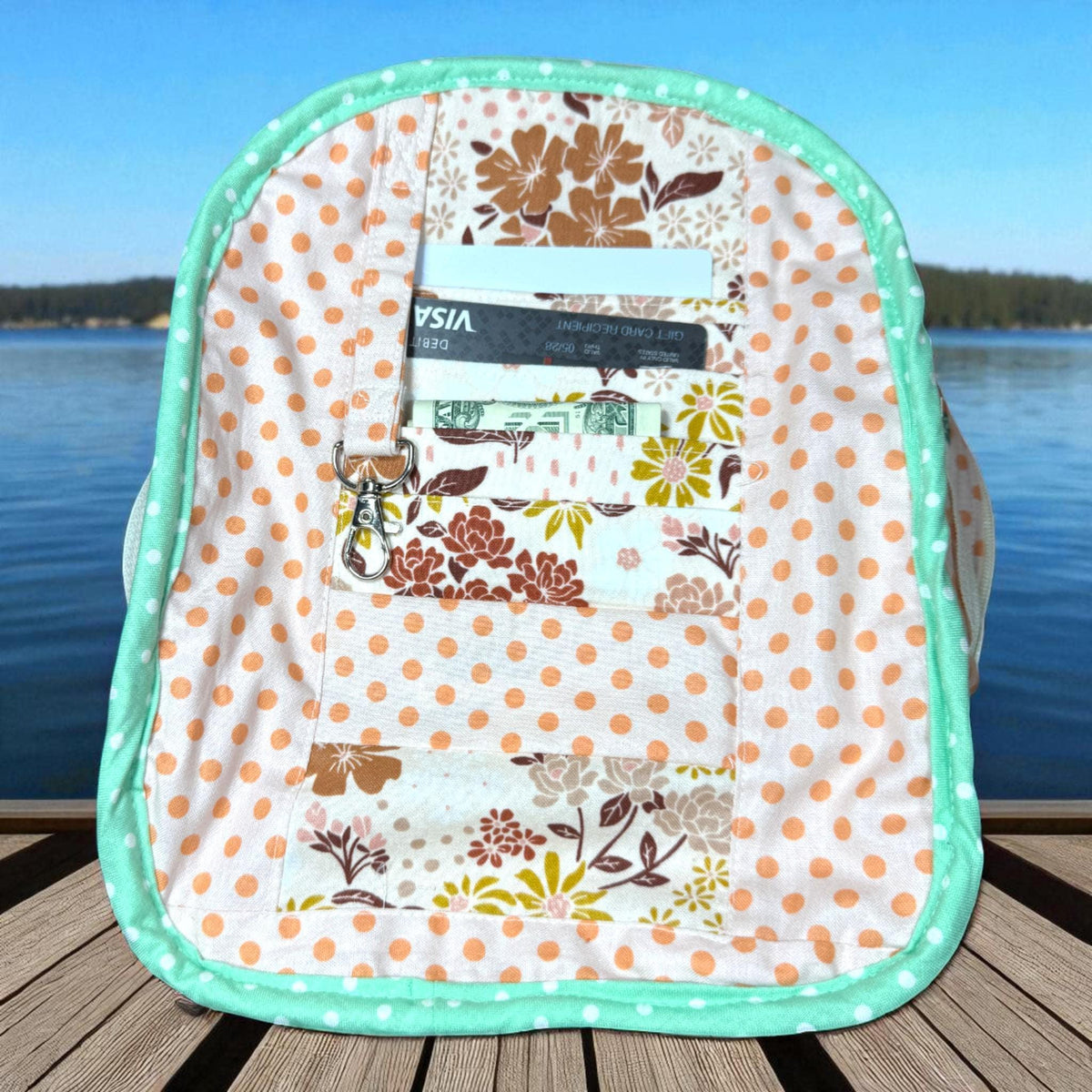 Cottage Rose Mini Backpack, Quilted Floral Backpack, Small Handmade Bag, Heirloom Florals