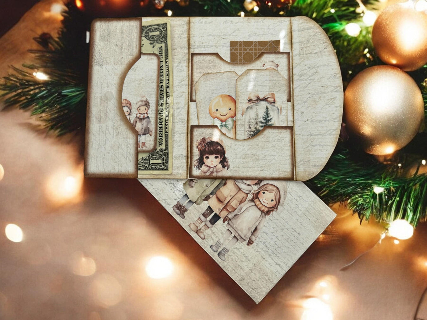 Christmas Snowman Gift Card Holder Set • Holiday Keepsake Folio w/ Tags & Journaling Card