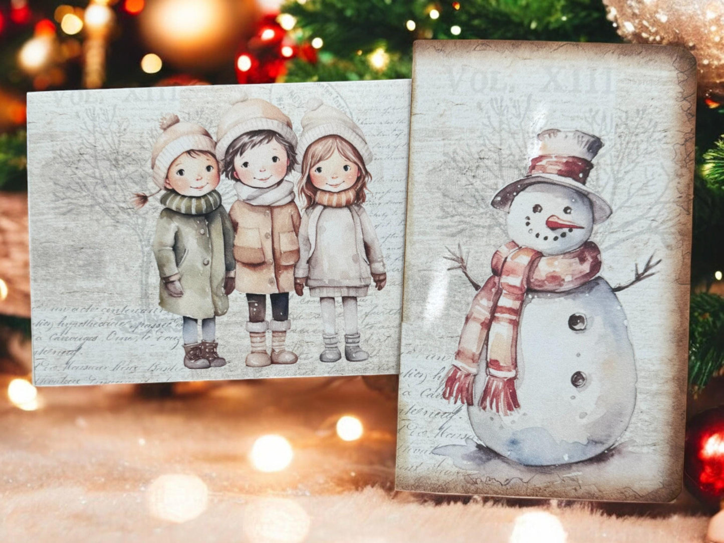 Christmas Snowman Gift Card Holder Set • Holiday Keepsake Folio w/ Tags & Journaling Card