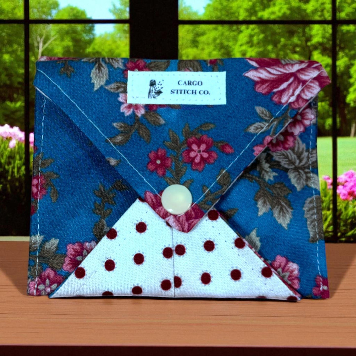 Compact Floral Wallet: Handmade Cotton Snap Pouch by Cargo Stitch Co.