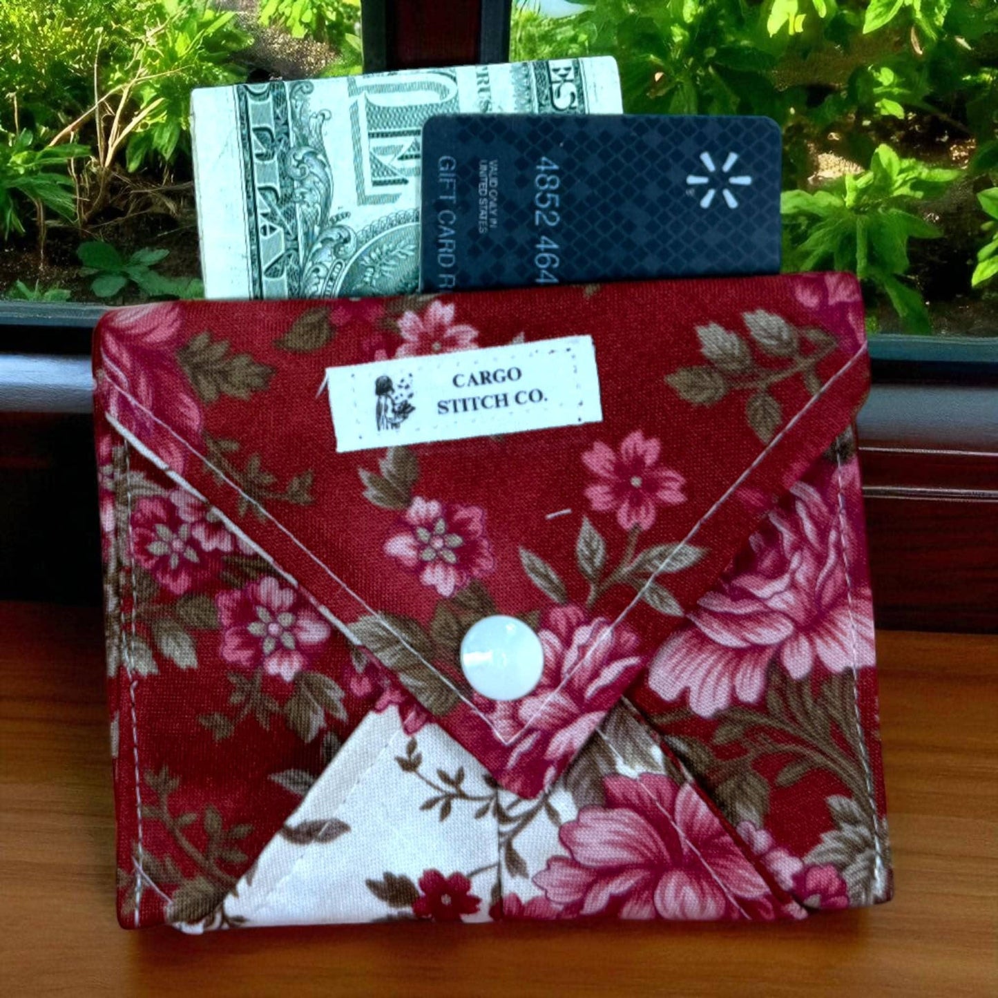 Compact Floral Wallet: Handmade Cotton Snap Pouch by Cargo Stitch Co.