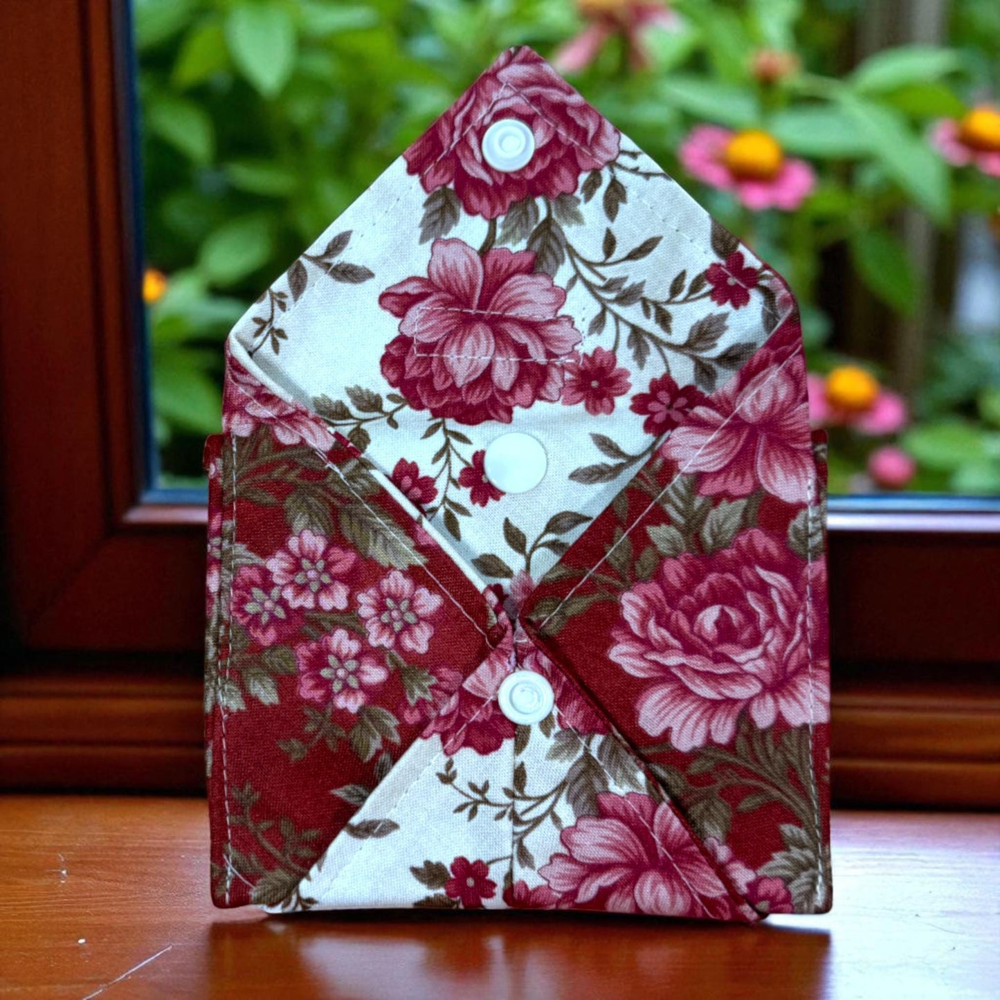 Compact Floral Wallet: Handmade Cotton Snap Pouch by Cargo Stitch Co.