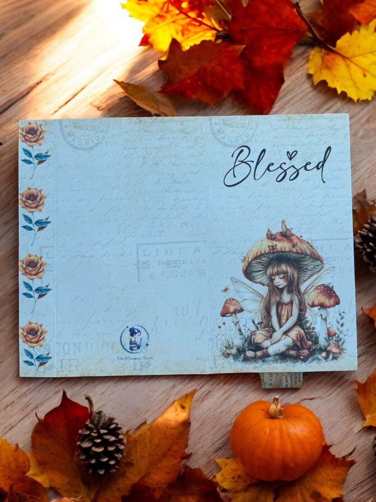 Autumn Fairy Gift Card Folio • Tea Pocket Junk Journal Set with Pockets & Ephemera