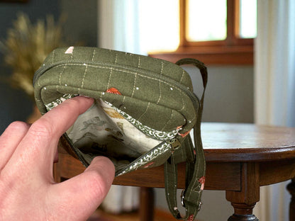 Mushroom Crossbody Bag, Quilted Small Purse, Peppermint Lane Quick Haul, Handmade Woodland Bag