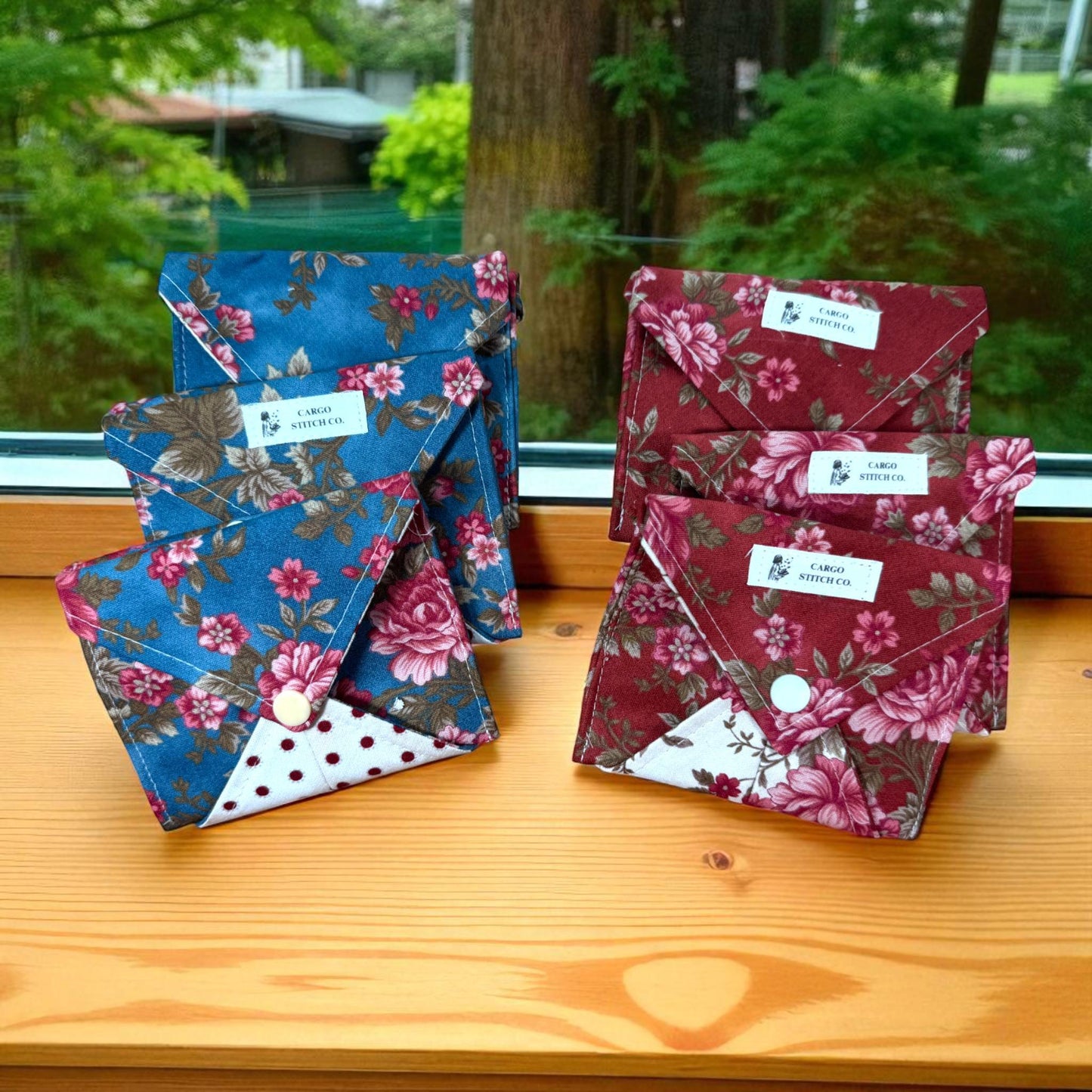 Compact Floral Wallet: Handmade Cotton Snap Pouch by Cargo Stitch Co.