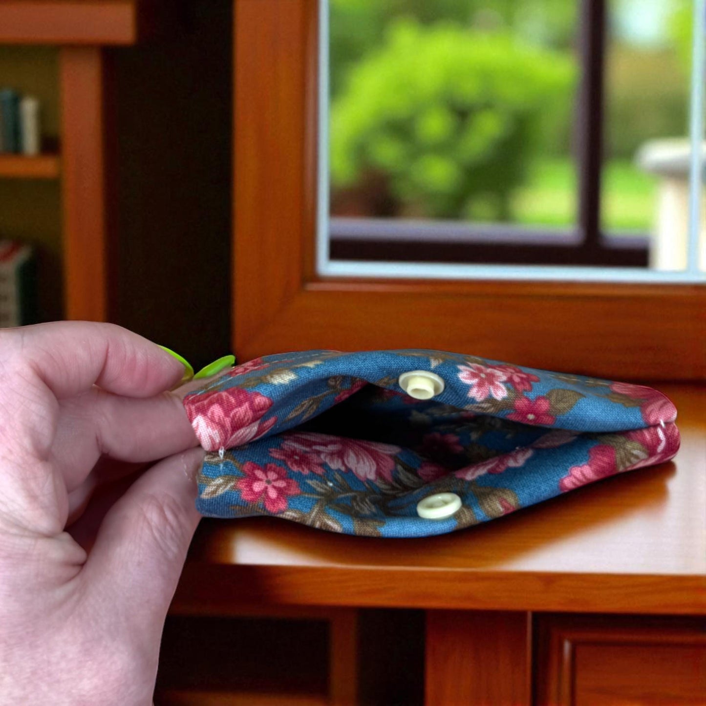Compact Floral Wallet: Handmade Cotton Snap Pouch by Cargo Stitch Co.