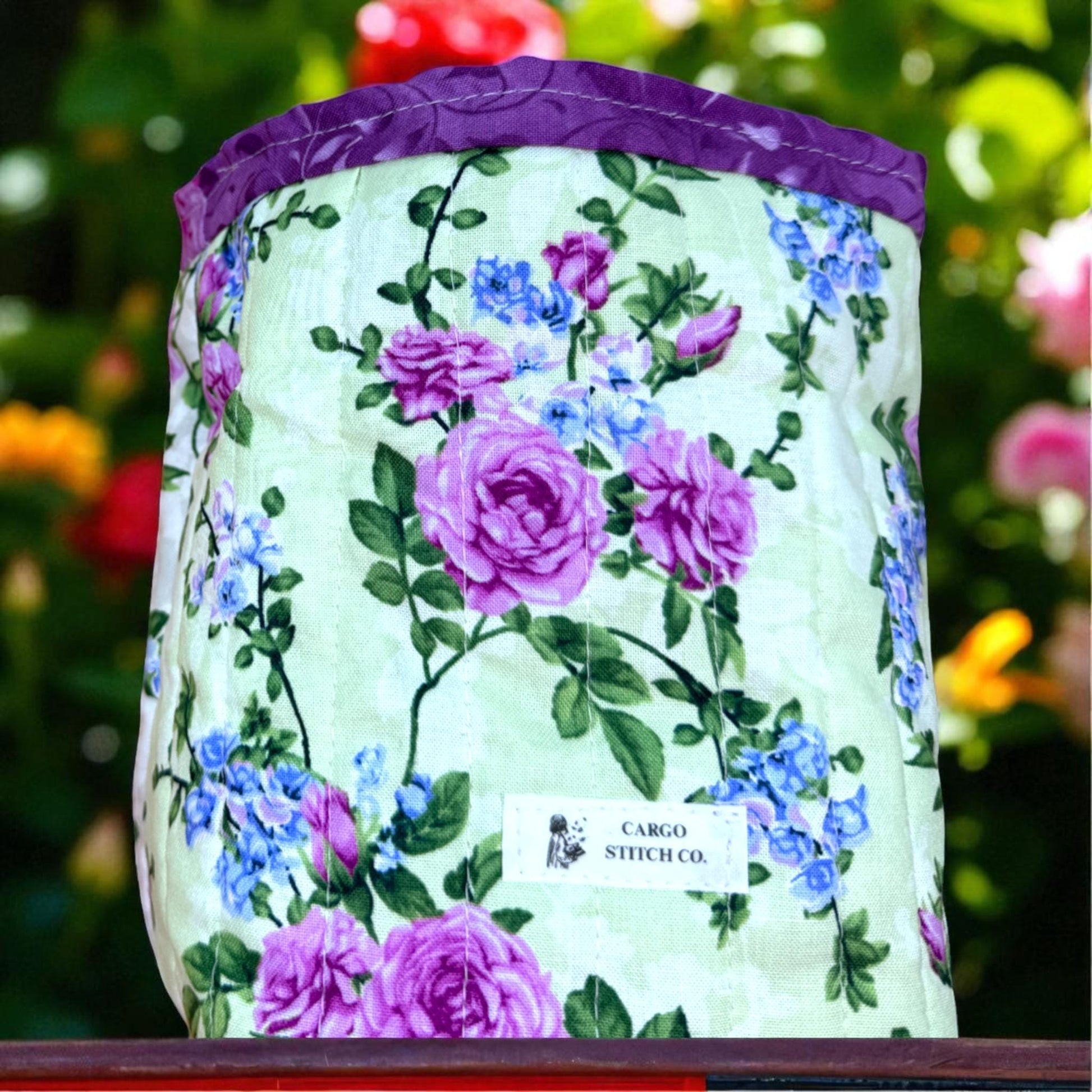 Quilted Fabric Basket Garden Floral Print Handmade Storage Organizer Cottagecore Home Decor Bin