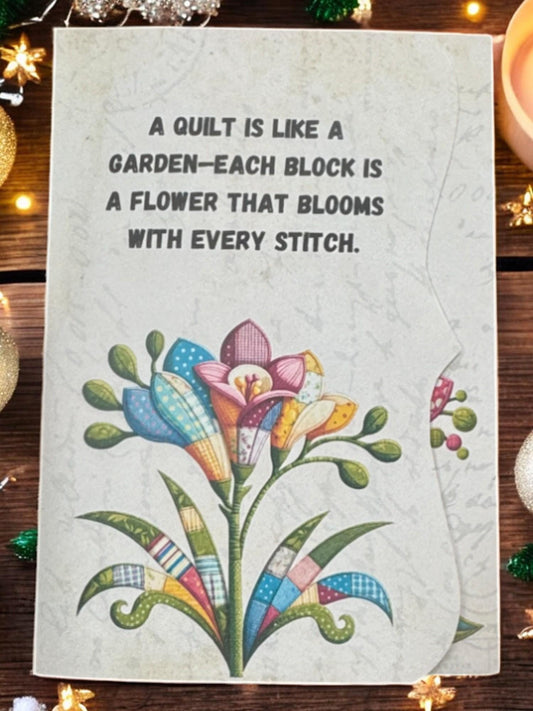 Handmade Quilted Junk Journal: Floral Garden Folio with Pockets & Tags