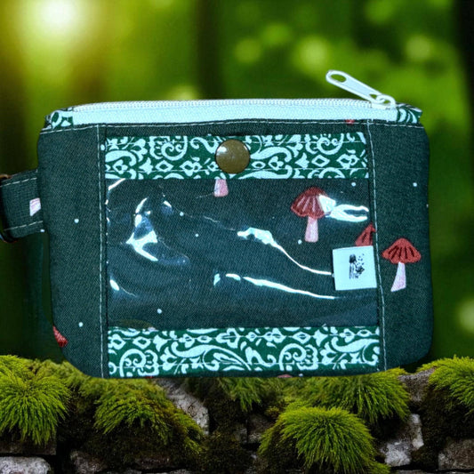Quilted Mushroom Wallet | Cottagecore Bifold Wallet | Earthy Green Card Holder | Woodland Aesthetic | Handmade Gift