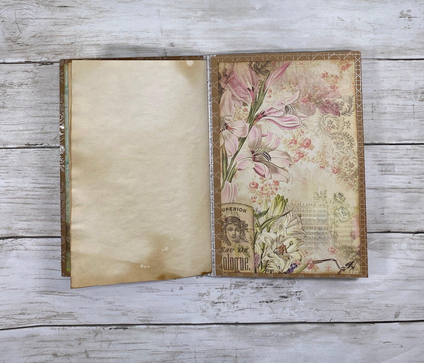 Grungy Boho Junk Journal | Coffee Dyed Vintage Journal | Handmade Art Journal | Distressed Journal | Boho Style Journal