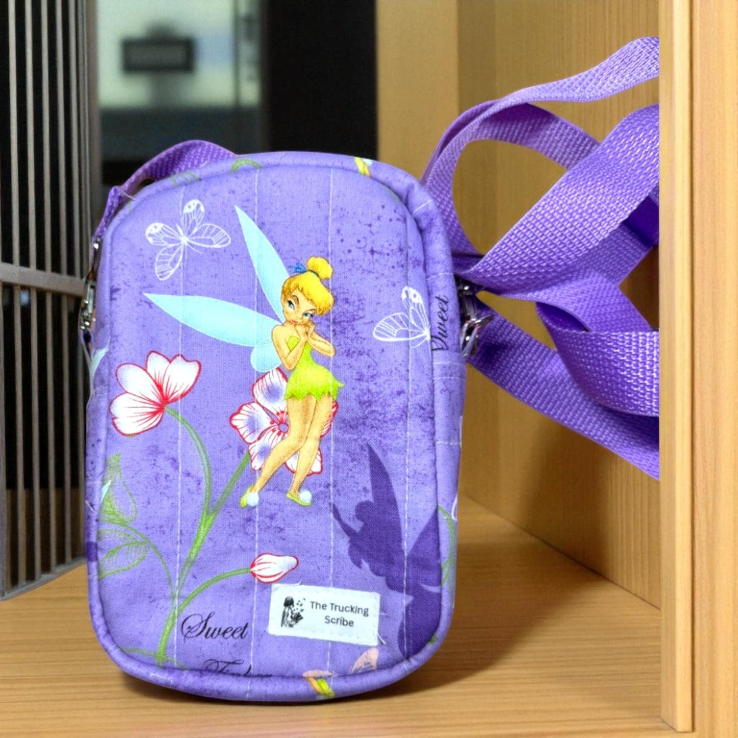 Quilted Tinker Bell Crossbody Bag | Disney Fairy Bag | Handmade Peter Pan Bag | Fairy Theme Purse | Disney Crossbody