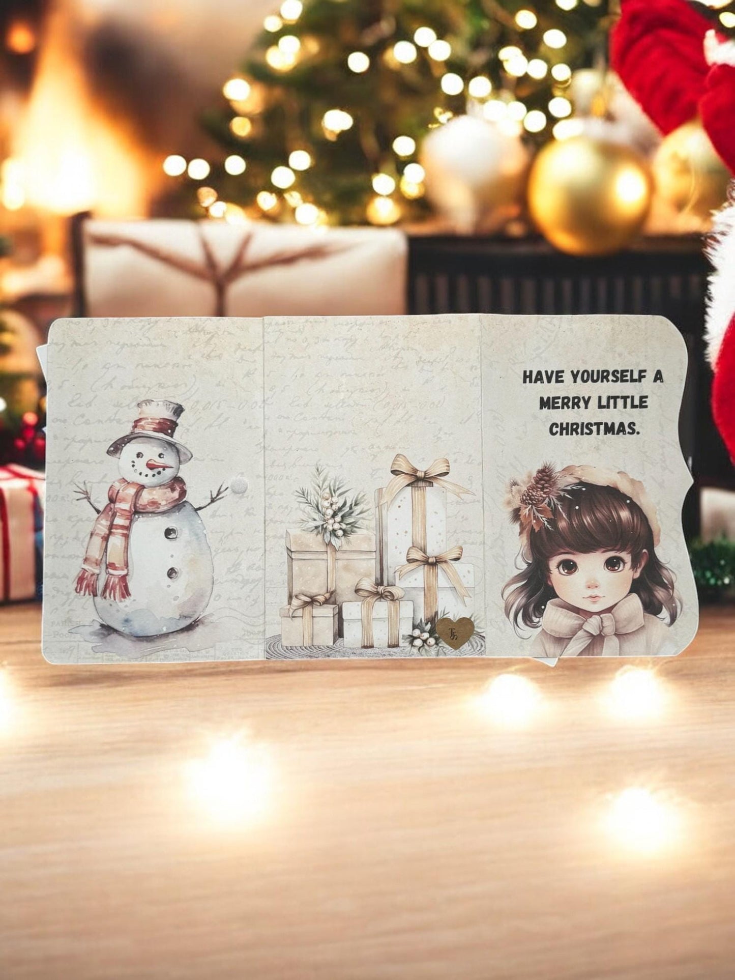 Holly Belle – Peppermint Lane Holiday Girl Card | Handmade Christmas Quote Card | Hearthside Edition Ephemera