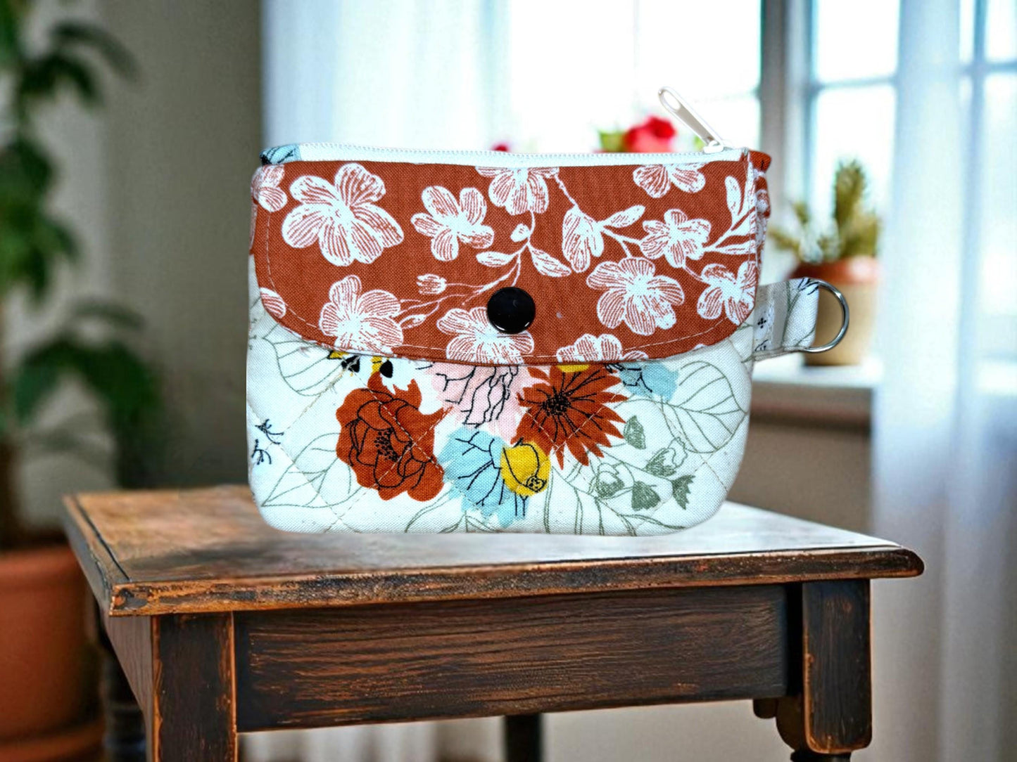 Bloom Keeper Wallet - Quilted Cotton ID Wallet | Floral Card Holder | Handmade Minimalist Wallet