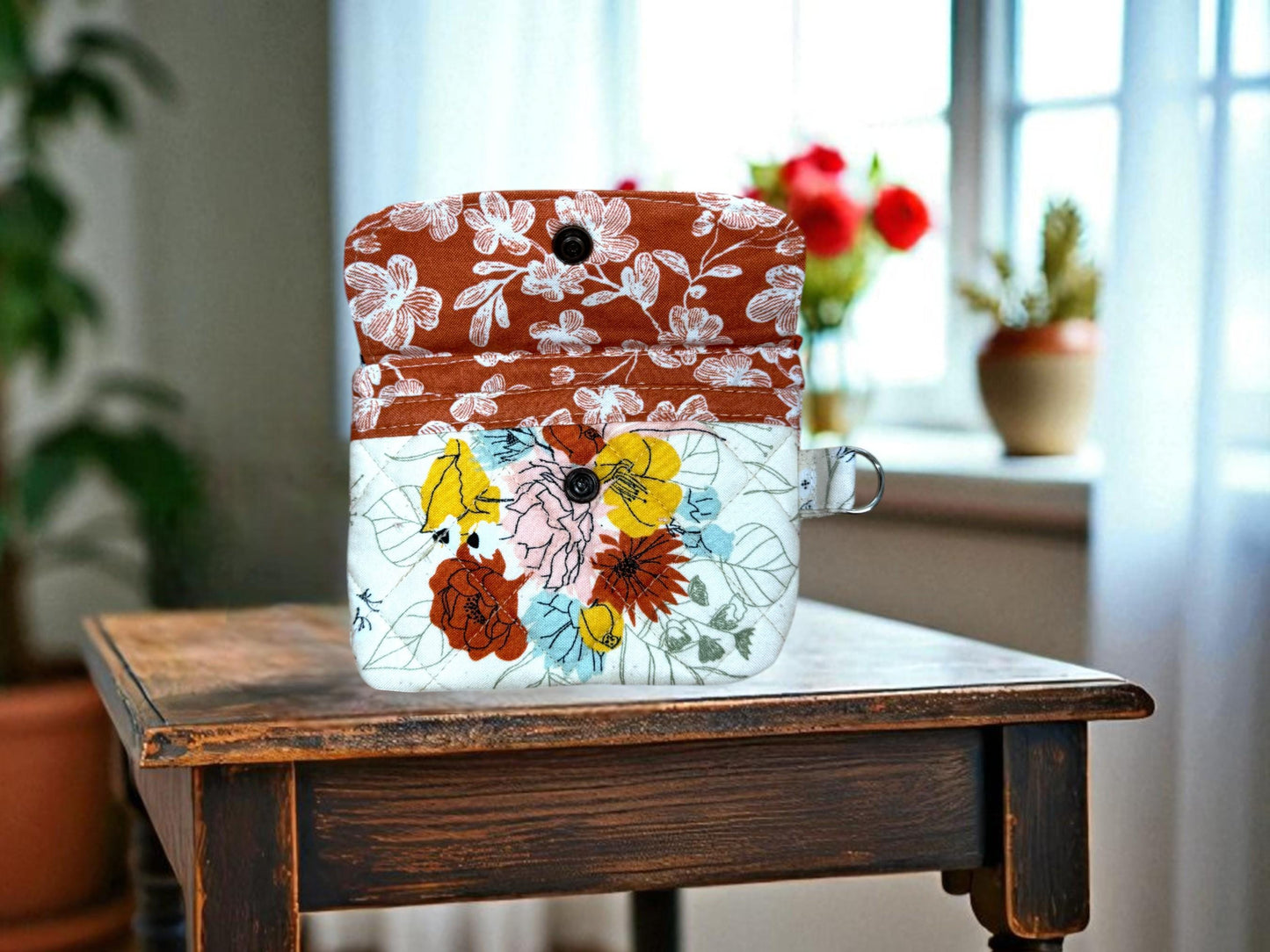 Bloom Keeper Wallet - Quilted Cotton ID Wallet | Floral Card Holder | Handmade Minimalist Wallet