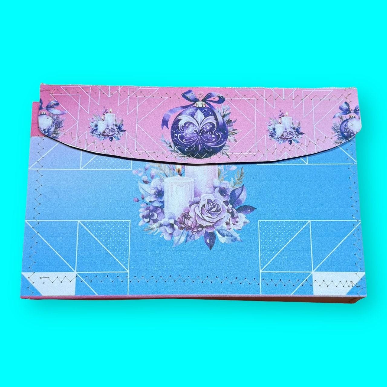 Pastel Christmas Accordion File Organizer – Handmade Expandable Ephemera Folder – Junk Journal Storage