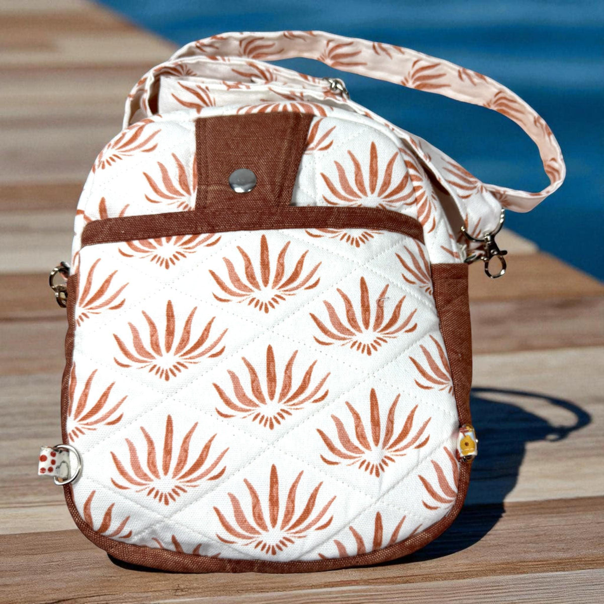 Golden Ember Quilted Crossbody Bag | Handmade Floral Shoulder Bag | Small Zipper Purse | Autumn Everyday Bag