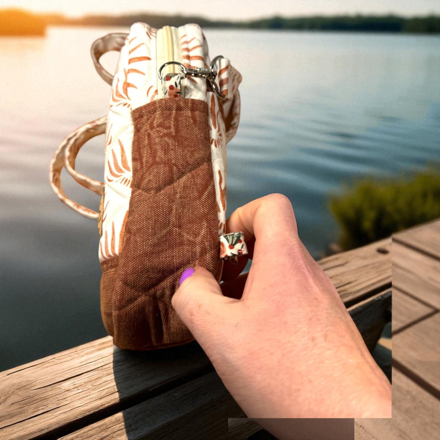 Golden Ember Quilted Convertible Bag | Fall Floral Crossbody Bag | Handmade Shoulder Bag | Autumn Floral Purse | Convertible Handbag