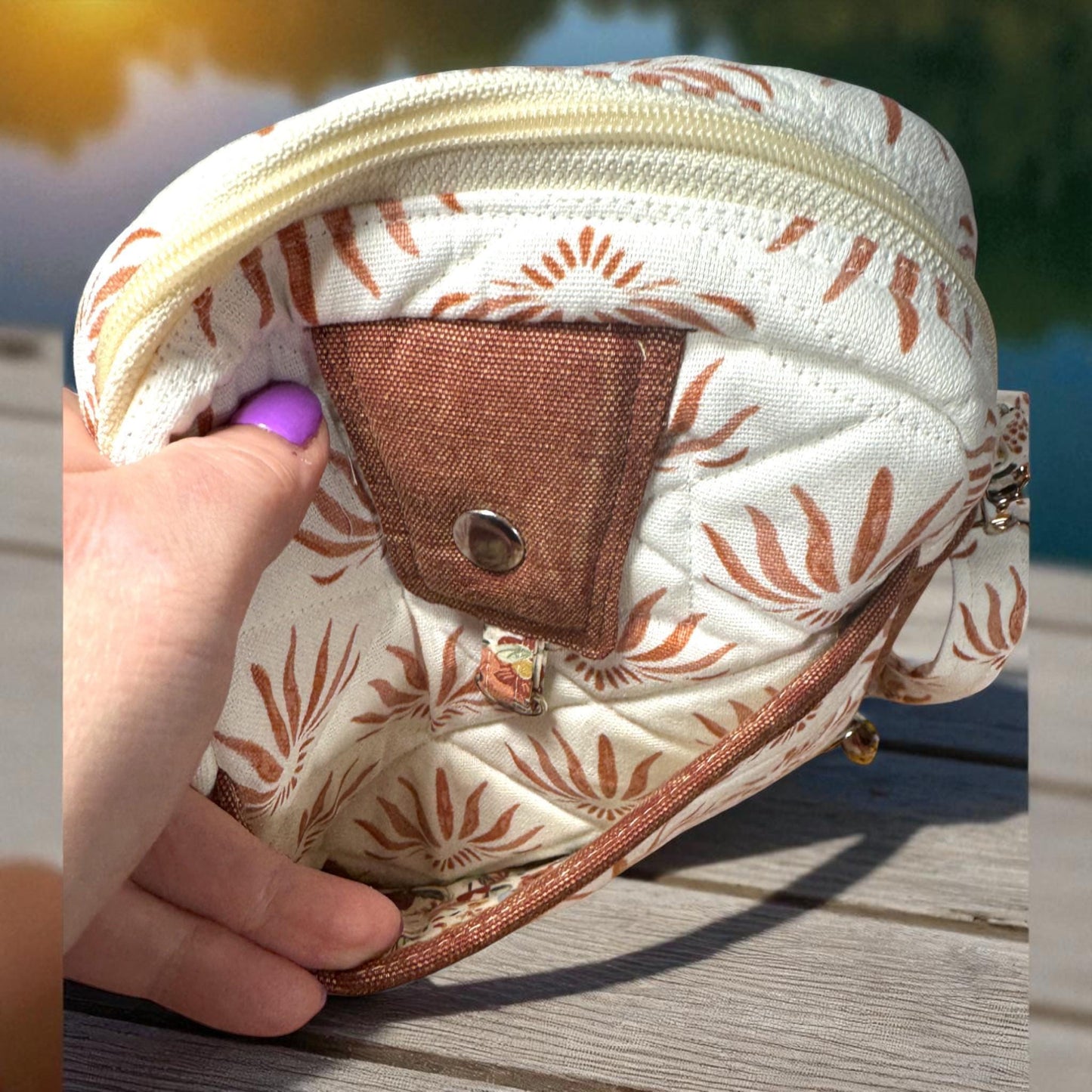 Golden Ember Quilted Convertible Bag | Fall Floral Crossbody Bag | Handmade Shoulder Bag | Autumn Floral Purse | Convertible Handbag