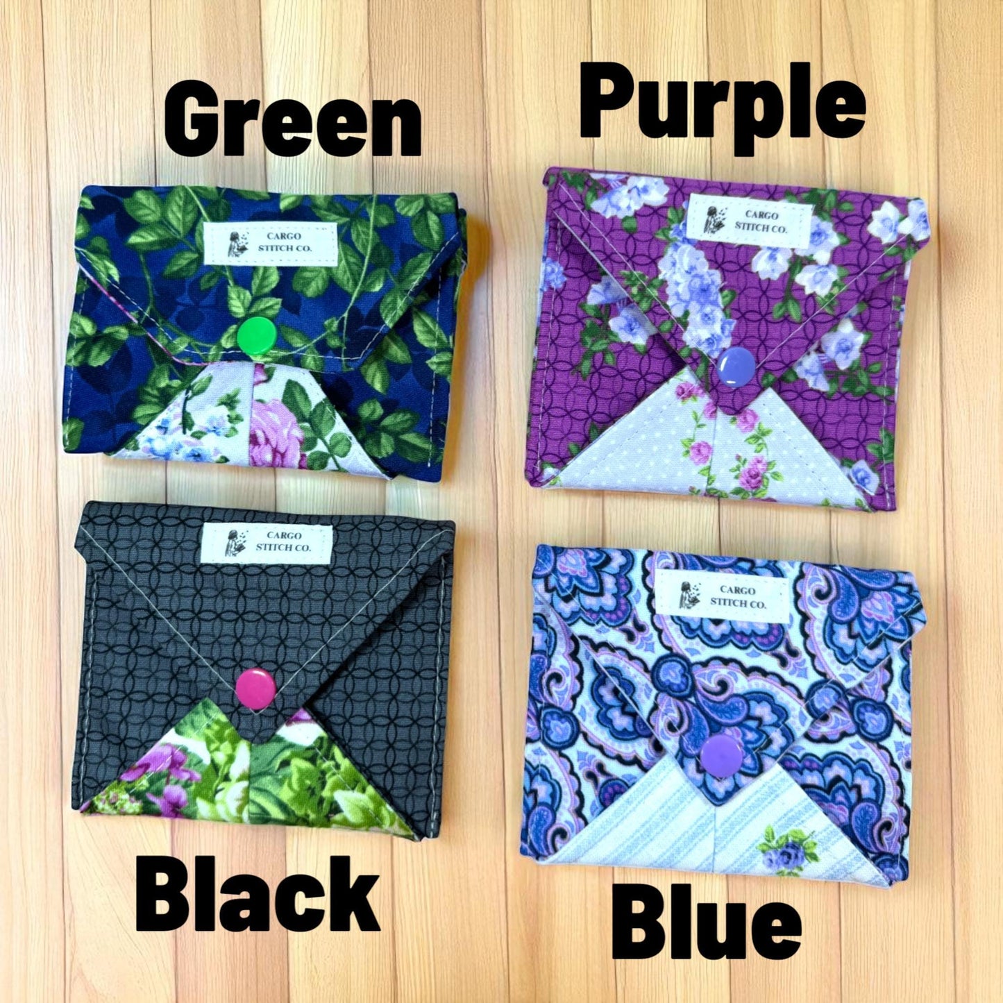 Garden Gate Wallet - Vintage Floral Wallet | Quilted Snap Pocket Card Holder | Handmade Minimalist Wallet