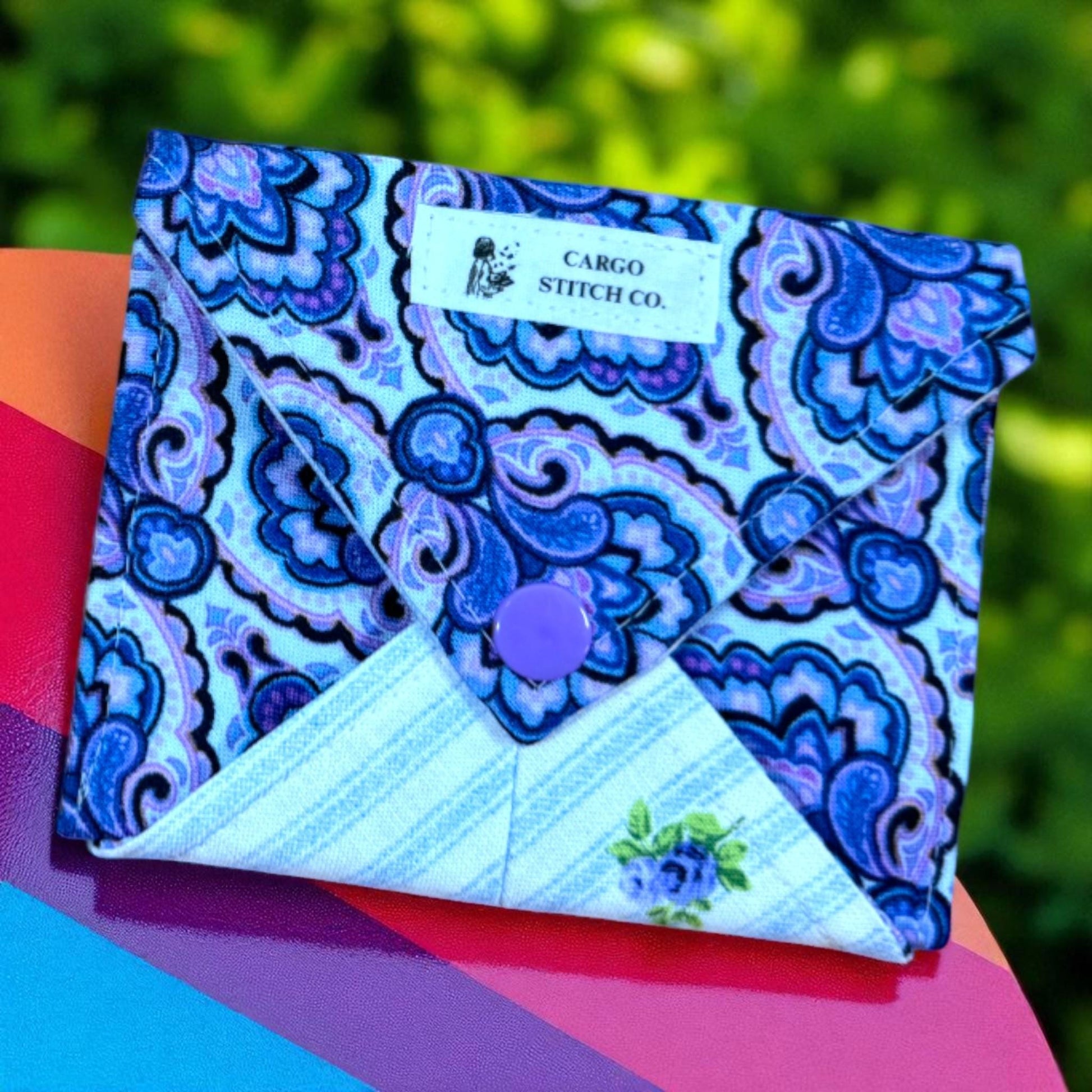 Garden Gate Wallet - Vintage Floral Wallet | Quilted Snap Pocket Card Holder | Handmade Minimalist Wallet