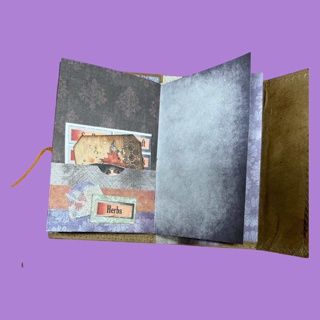 Halloween Witch Junk Journal – Coffee‑Dyed Grimoire, Mystical Art Diary, Handmade Spellbound Notebook