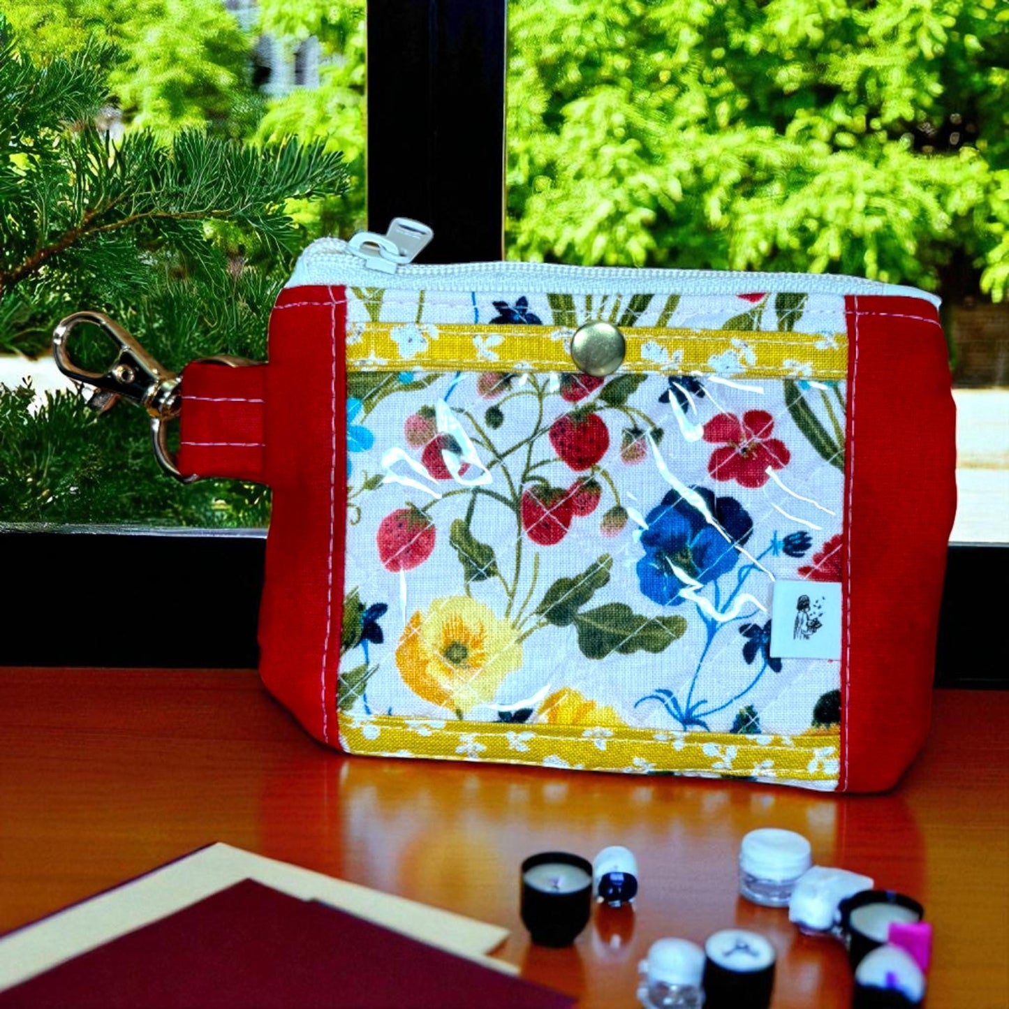 Wildflower Road Manifest Mini Wallet - Quilted Cotton ID Wallet | Nature Print Card Holder | Handmade Minimalist Wallet