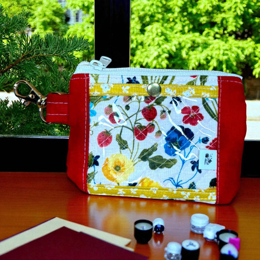 Wildflower Road Manifest Mini Wallet - Quilted Cotton ID Wallet | Nature Print Card Holder | Handmade Minimalist Wallet