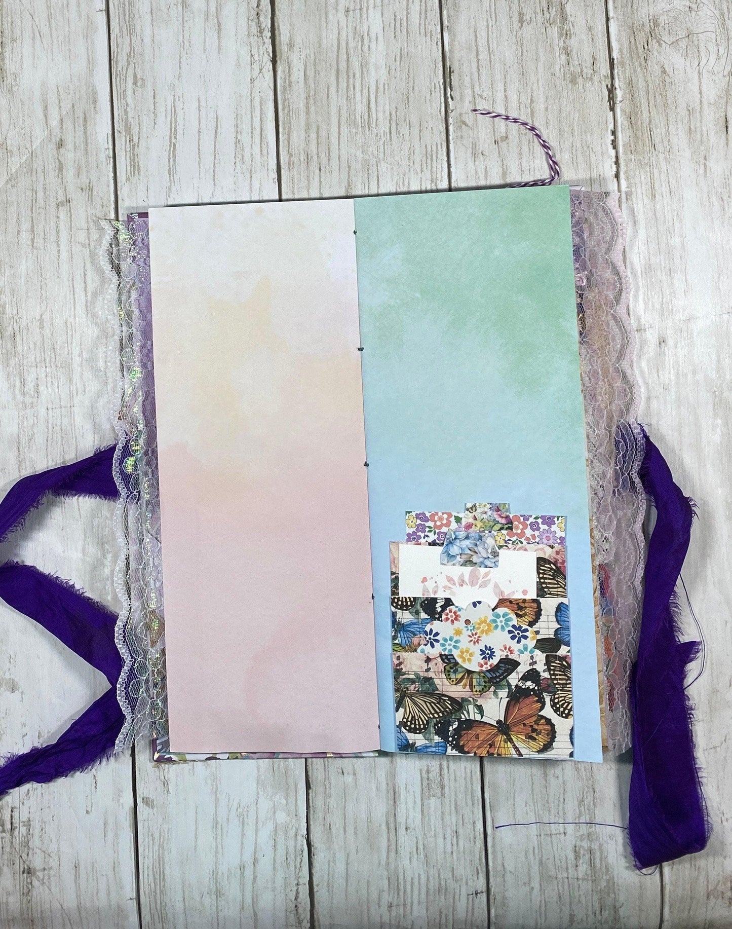 The Velvet Wing Folio – Ooak Fairy Junk Journal, Coptic Stitch + Certificate, Handmade Art Journal