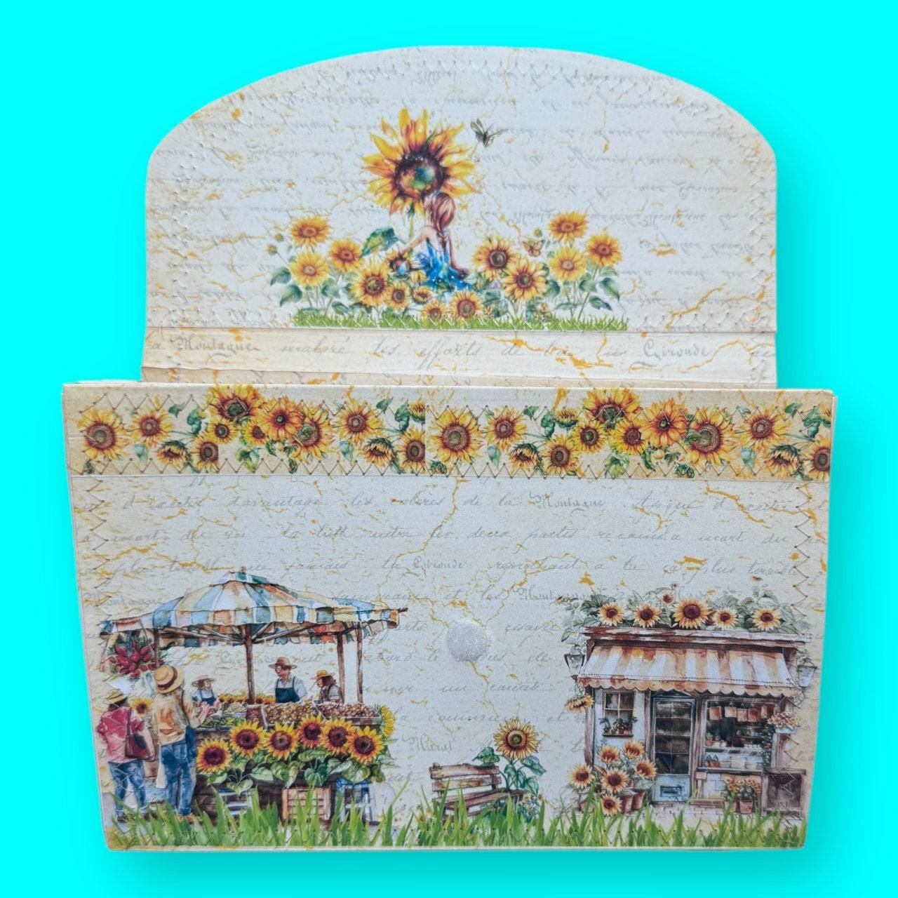 Sunflower Accordion Organizer: Stitched Cover, 5-Pocket Expandable File