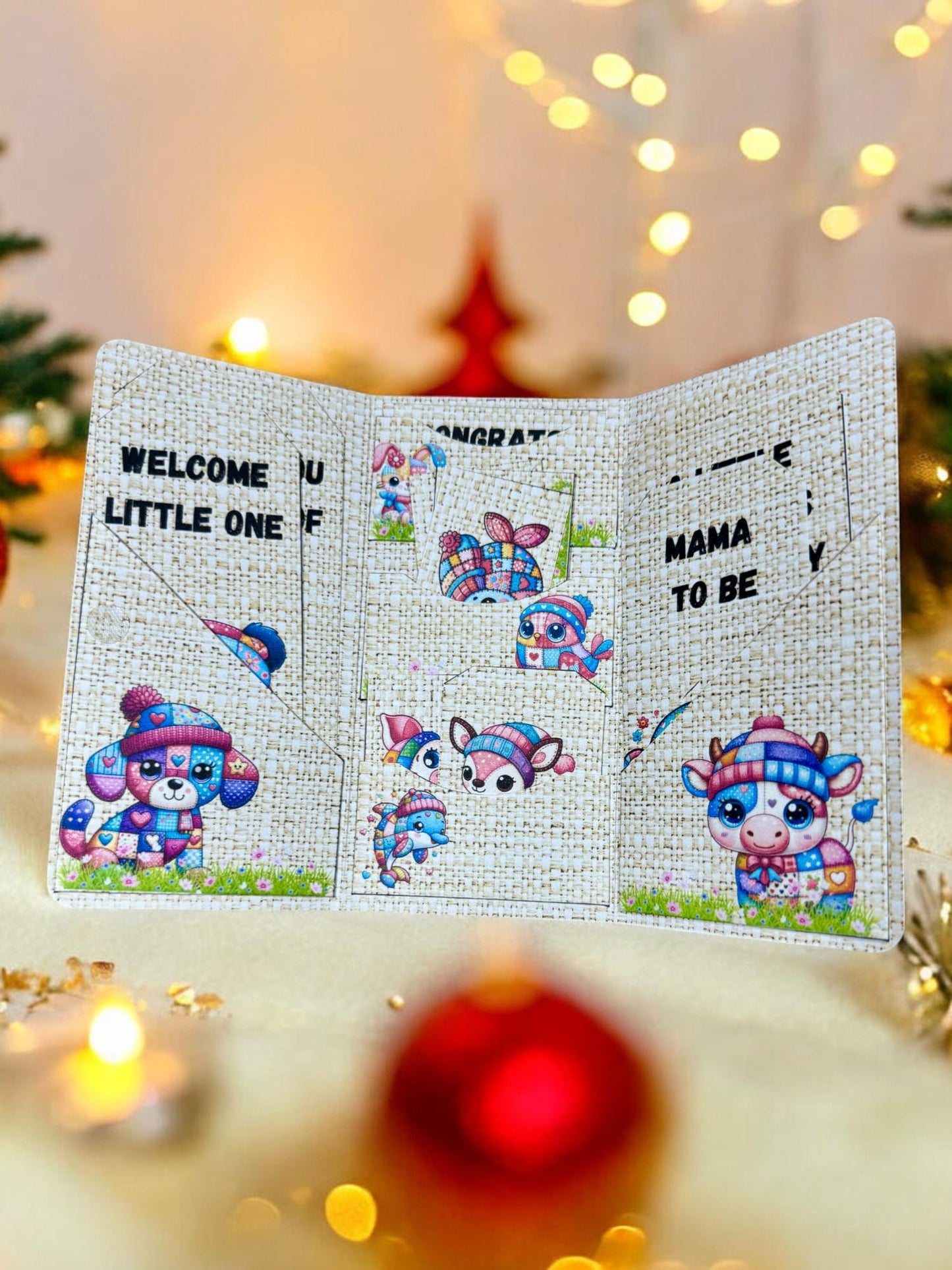 Wishing You The Best For You & Your Baby-To-Be Folio | Patchwork Stuffed Animals Gift Card | Newborn Wishes Collection Book | Print At Home