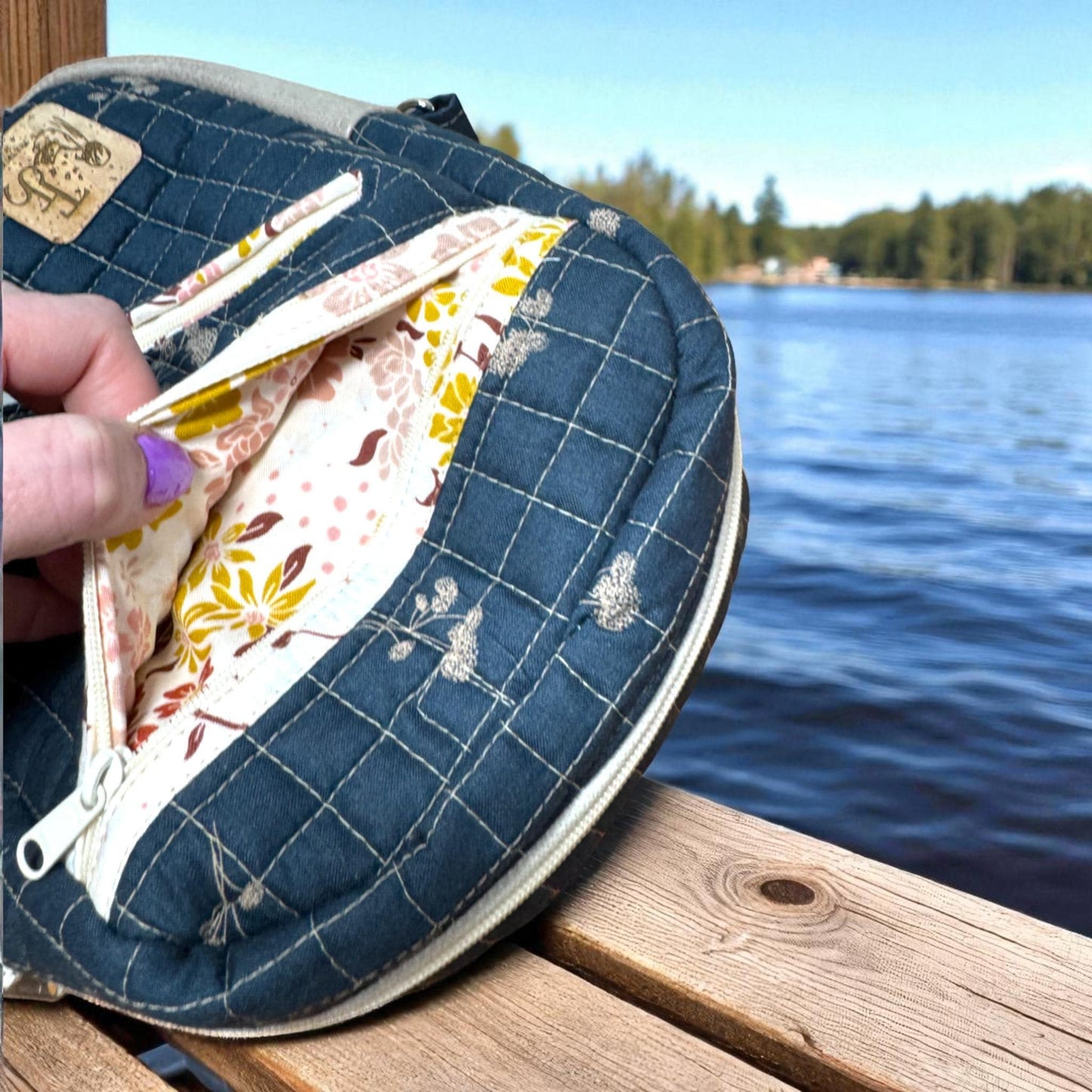 Midnight Garden Quilted Backpack – Handmade Crossbody Bag | Everyday Carry Collection | Cargo Stitch Co.