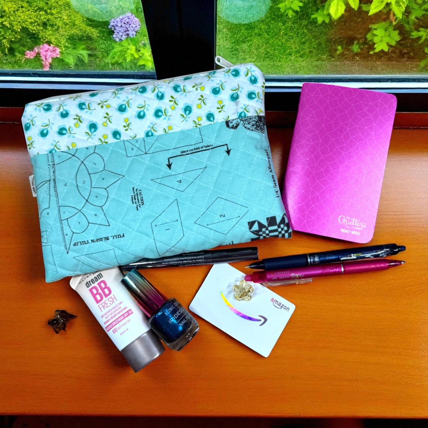 Quilted Vintage Sewing Zipper Pouch | Sewing Notions Organizer | Handmade Craft Room Storage | Gift for Sewist | Nostalgic Sewing