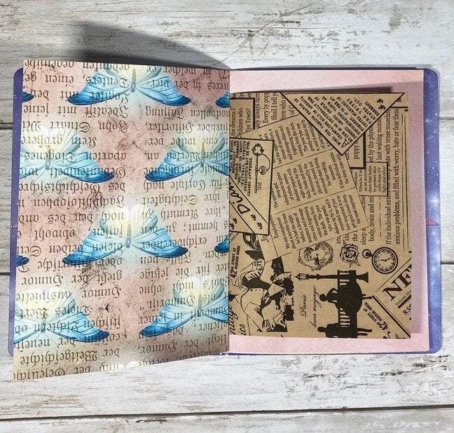 Walking in the Rain Journal – Grungy B6 Junk Journal, Softcover with 40 Pages & Two Pockets